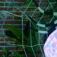 HOMCOM 5FT Long Halloween Inflatable Spider, Hanging Giant Spider with Colourful LED Light, Blow-Up Outdoor LED Garden Display for Lawn, Party(m-9)