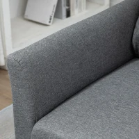 HOMCOM Divano 3 Posti Economico per Casa e Ufficio con 4 Gambe in Metallo, Divano con Braccioli Imbottiti, Tessuto Effetto Lino, Grigio(m-9)