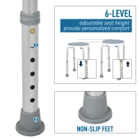 HOMCOM 360° Swivel Shower Chair, Height Adjustable Aluminium Shower Stool with Non-Slip Feet for Disabled, Elderly, Light Blue(m-5)
