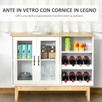 HOMCOM Credenza Moderna con Cantinetta Portabottiglie a 3 Ripiani in MDF e Truciolato 103x34x80cm Bianco(m-5)