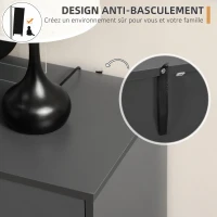 HOMCOM Buffet bas meuble de rangement sur pieds style scandinave 2 portes 3 tiroirs 120 x 40 x 80 cm gris anthracite(m-6)