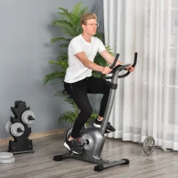 HOMCOM Indoor Magnetic Exercise Bike 10-Level Adjustable Magnetic Resistance Cardio Workout Cycling Bike Trainer, 8kg Flywheel, LCD Display, and Adjustable Seat Height Grey(m-10)