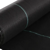 Outsunny Malla Geotextil 2x25 m Malla de Jardín contra Malas Hierbas 60 g/m² Rollo de Malla Antimaleza Negro(m-8)