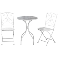 Outsunny Three-Piece Metal Bistro Set - White(m-11)