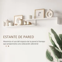 HOMCOM Conjunto Muebles de Salón con Mesa para Televisor 153,6x25x42 cm y Estante de Pared 150x14,5x16,3 cm Blanco y Marrón(m-6)