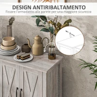 HOMCOM Mobiletto Multiuso stile Rustico con 4 Ripiani Portaoggetti Regolabili, in Legno, 120x37x75 cm, Grigio(m-7)