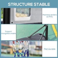 HOMCOM Panier de basket sur pied hauteur réglable de 203cm à 258 cm avec roulettes panneau arrière solide base de lestage noir(m-5)