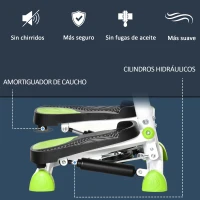 HOMCOM Máquina de Steps Mini Stepper para Fitness en Casa con Pantalla LCD y Pedales Antideslizantes 55x44x108cm Blanco y Verde(m-5)