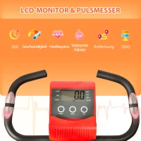HOMCOM Heimtrainer X-Bike 2-in-1 Fahrradtrainer mit LCD-Display,Pulsmesser, klappbarer Hometrainer Trimmrad mit 8 stufig Magnetwiderstand, 1 Paar Spannseil, Stahl Rot 105x48x118 cm(m-4)