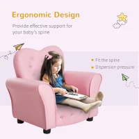 HOMCOM Kids Toddler Chair Sofa Children Armchair Seating Relax Playroom Seater Girl Princess Pink(m-6)
