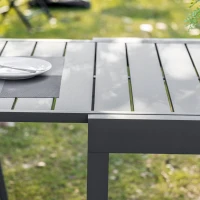 Outsunny Mesa de Jardín Extensible de Aluminio Mesa de Comedor para Exterior para 4-6 Personas Carga Max. 70 kg para Patio Terraza Balcón 90-180x90x73 cm Gris(m-9)