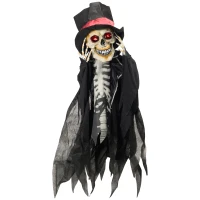 HOMCOM Halloween-Dekoration Geist, Skelett, LED-Augen, heult, dreht sich, Geräusch- & Bewegungssensor, 100 cm(m-1)