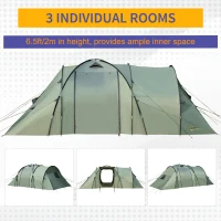 Outsunny 5 Man Camping Tent Two Bedroom Tunnel Tent Family Tent Shelter with Rainfly and Carry Bag for Backpacking Hiking Festival, 5.8 x 2.6 x 2m(m-4)