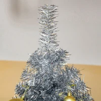 HOMCOM Albero di Natale Artificiale Innevato Alto 210cm con 818 Rami, Albero di Natale Slim con Base Rimovibile, in PET e Acciaio, Argento(m-9)