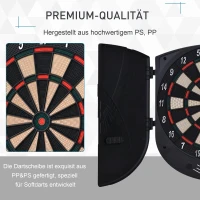 HOMCOM Elektronische Dartscheibe Dartboard mit Sprachansagen Englische Stimme LED-Anzeigen 6 Darts 26 Spiele 185 Varianten Dartautomat mit Tür Dartscheibe Set für bis zu 8 Spieler(m-6)