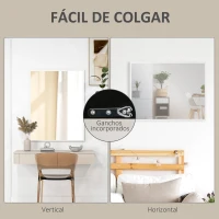 HOMCOM Espejo Rectangular de Baño 70x90 cm Espejo de Pared Decorativo para Salón Entrada Pasillo Horizontal o Vertical Blanco(m-5)