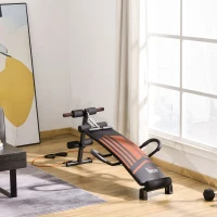 HOMCOM Multifunctional Sit Up Bench Adjustable Utility Board Ab Exercise Workout Fitness with Headrest for Home, Office and Gym, Black(m-2)