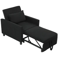 HOMCOM Schlafsessel, verstellbar, 3 Positionen, Cordbezug, bis 120 kg, Schwarz(m-1)