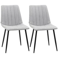 HOMCOM Dining Chairs Set of 2, Modern Kitchen Chairs with Linen-touch Upholstery and Steel Legs for Living Room, Bedroom, Grey(m-1)