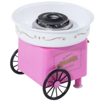 HOMCOM Zuckerwattemaschine Zuckerwattegerät 450-550 W Zuckerwatte 2 Heizröhren mit 10 Stäbchen Edelstahl Alu (Modell 2/Pink)(m-1)