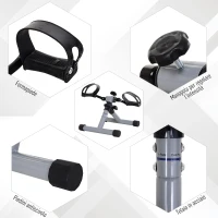 HOMCOM Mini Cyclette Pedaliera per Gambe e Braccia per Fitness a Casa, Resistenza Regolabile Pedali Antiscivolo(m-7)