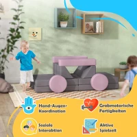 AIYAPLAY Modulares Kindersofa, 12 Softbausteine mit 6 Formen, waschbare Bezüge, Grau/Rosa(m-6)