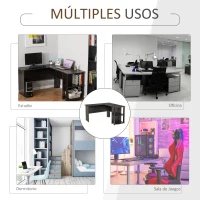 HOMCOM Mesa de Ordenador PC Escritorio para Oficina Hogar Tipo Esquinera Forma L con Estantes 136x130x72cm Madera(m-7)