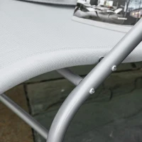 Outsunny Tumbona Mecedora con Reposacabezas Reposabrazos y Marco Metálico Carga 120 kg para Playa Patio Terraza 63x144x84 cm Gris(m-7)