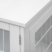 PawHut Jaula de Madera para Perros 76x54,5x56 cm Perrera con Mesa con 2 Puertas y Rejillas de Acero Blanco(m-8)