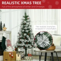 HOMCOM Indoor Christmas Tree Artificial Berry Xmas Decoration with Metal Stand and 184 Tips (5FT(150CM))(m-4)