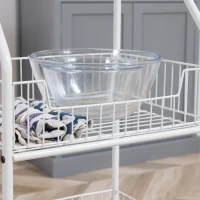 HOMCOM Estante de Cocina con Ruedas Carro de Almacenamiento de 4 Niveles para Cocina Baño Salón 42x34x114,5 cm Blanco(m-8)