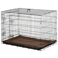 PawHut Cage caisse de transport pliante pour chien en métal noir 107 x 68 x 75.5 cm matelas fourni(m-10)