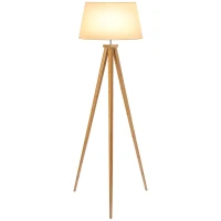 HOMCOM Lampadaire trépied pieds en bois et abat-jour aspect lin 40 W dim. 59L x 59l x 152H cm(m-1)