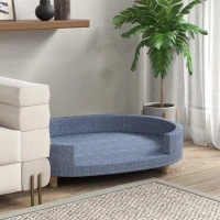 PawHut Sofá para Mascotas con Cojín Extraíble Funda Lavable y Patas de Madera Carga 30 kg para Interior 100x70x25 cm Azul(m-8)