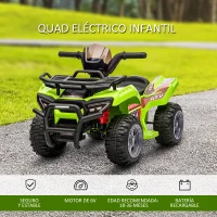 HOMCOM Quad Eléctrico Infantil para +18 Meses Vehículo Eléctrico a Batería 6V  con Velocidad de 2 km/h 70x42x45 cm Verde(m-4)