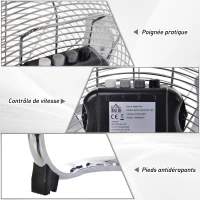 HOMCOM Ventilateur de bureau puissant 100 W avec 3 vitesses et inclinaison réglable à 120° pour chambre bureau à domicile gris(m-6)