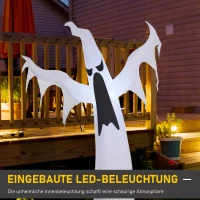 HOMCOM Halloween aufblasbares Gespenst 1,8 m Dekoration mit LEDs IP44 Selbstaufblasender Polyester Weiß 130 x 30 x 180 cm(m-4)