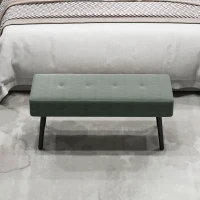 HOMCOM End of Bed Bench, Corduroy Bedroom Bench with Thick Padding and Steel Legs, Tufted Window Seat for Entryway, Living Room, Green(m-8)