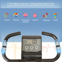 HOMCOM Cyclette Pieghevole 2 in 1, Resistenza Magnetica Regolabile 8 Livelli, Cyclette da Casa Silenziosa con Sensore di Frequenza Cardiaca, Elastici per Braccia, Schermo LCD, Volano 2.5kg, Nero(m-4)