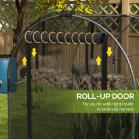 Outsunny 360 x 120cm Galvanised Steel Fruit Cage, Plant Protection Tent with Zipped Door, Black(m-6)