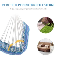 Outsunny Amaca Sedia Sospesa Imbottita con Corde e Supporto in Legno e Cotone a Righe(m-6)