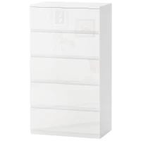 HOMCOM Cassettiera Moderna 5 Cassetti Antiribaltamento in Legno, 55x33x100 cm, Bianco Lucido(m-10)