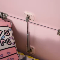 HOMCOM Caja de Almacenaje de Madera para Juguetes Baúl Organizador para Niños +3 Años con Tapa para Libros Ropa en Habitación Dormitorio 60x40x48 cm Rosa(m-8)