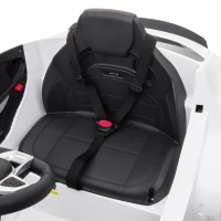 HOMCOM Coche Eléctrico para Niño +3 Años con Mando a Distancia Con Música y Luces Doble Apertura de Puerta Batería 12V Carga 30kg 115x70x55cm Blanco(m-9)