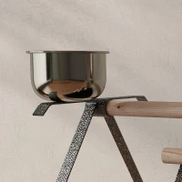 PawHut Parrot Stand Bird Stand w/Wood Perch Ladder Feeder Removable Tray(m-9)