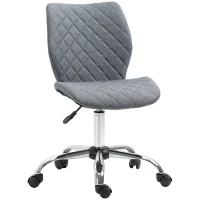 Vinsetto Armless Office Chair Adjustable Computer Chair Swivel Chair with Rolling Wheels and Linen Fabric Back Support for Home Office Students Study Grey(m-1)