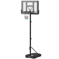 SPORTNOW Height Adjustable Basketball Stand Net Set System, Freestanding Basketball Hoop and Stand w/ Wheels, 200-305cm - Black(m-11)