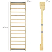 HOMCOM Spalliera Svedese da Palestra in Legno di Faggio con 13 Barre, 78x27x240cm(m-3)