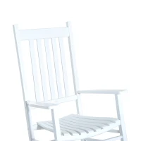 Outsunny Schaukelstuhl aus Holz mit Armlehne Schwingsessel Relaxstuhl Gartenstuhl Weiß 69 x 86 x 115 cm(m-9)