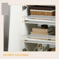 HOMCOM Aparador de Salón Armario Auxiliar con 2 Puertas de Alto Brillo y Estantes Ajustables para Dormitorio 70x40x88 cm Blanco(m-5)